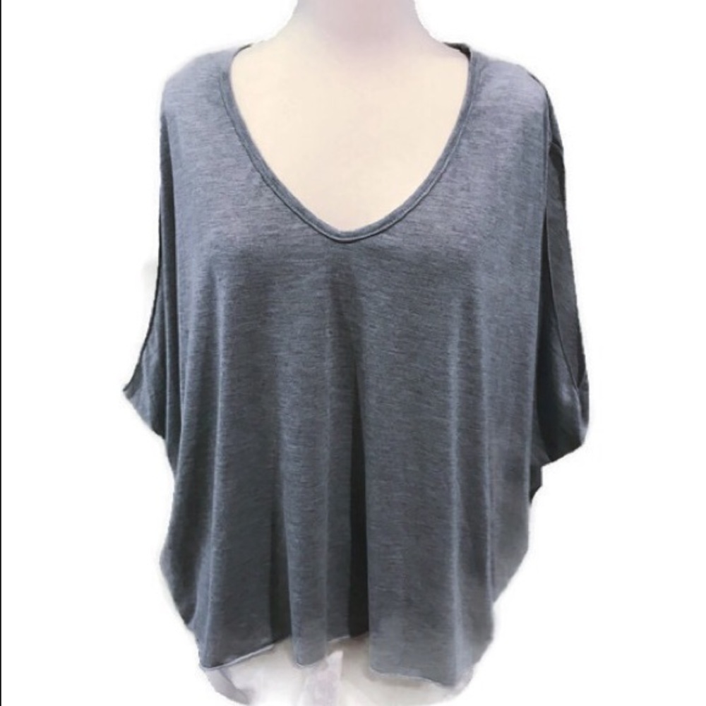 Casa Lee Open Dolman Sleeve Loose Fit Jersey Gray